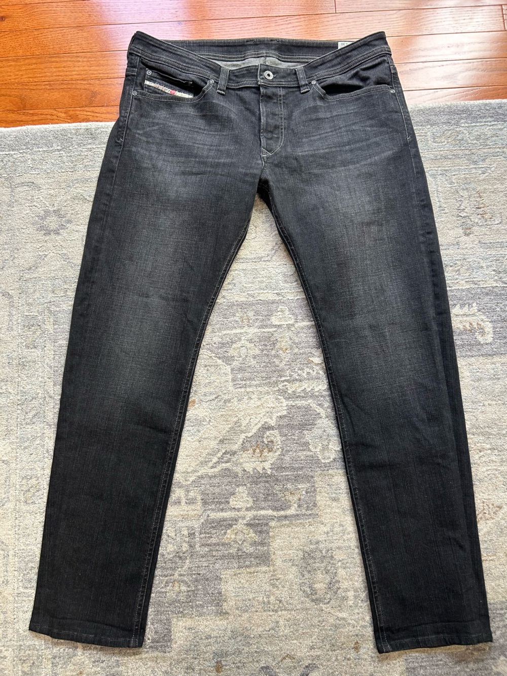 Diesel Viker ORUS3_Stretch Black Regular-Straight Leg Jeans Size 36x30